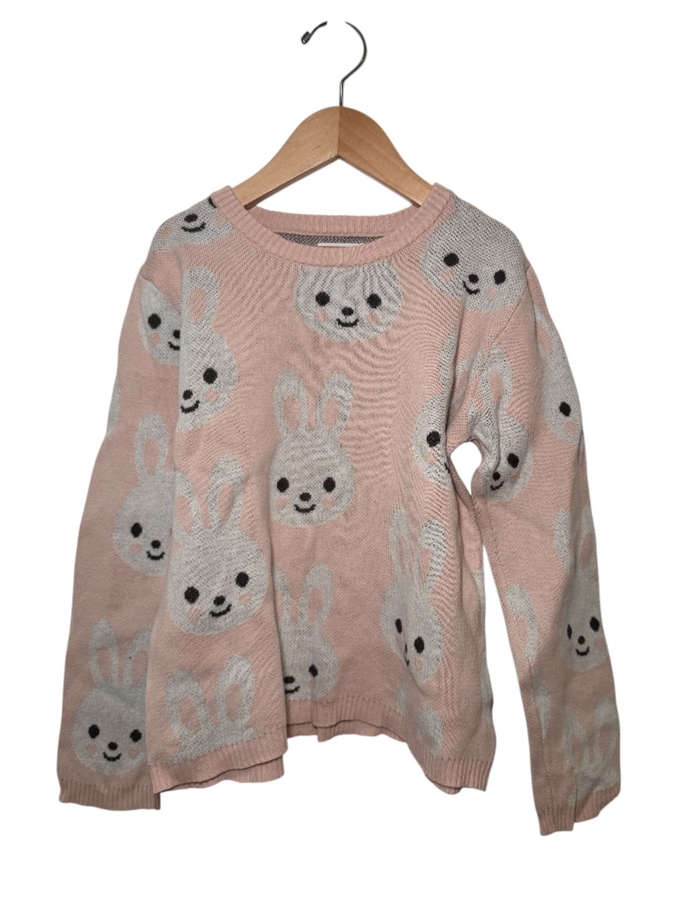 HUX pink & white bunny knit crewneck sweater - size 6